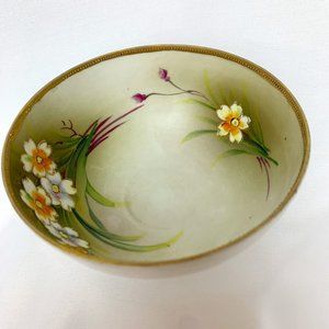 Vintage Morimura Nippon Trinket Bowl White Flowers 3 Footed Hand Painted